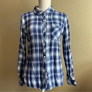 Rails Hunter Patriot Sky White Plaid Button Down Blouse Sz S